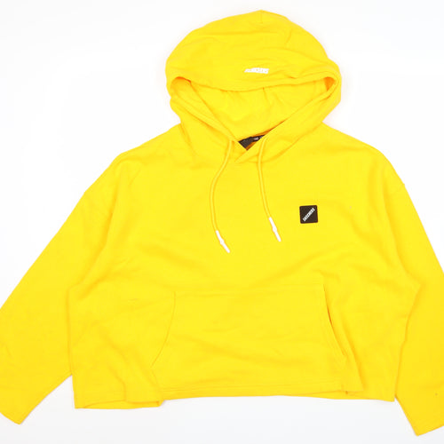 Skechers Womens Yellow Hoodie Size 8 Pullover Logo Hooded Sweatshirt
