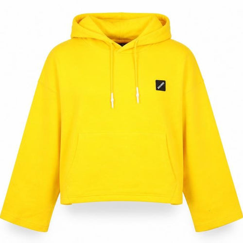 Skechers Womens Yellow Hoodie Size 8 Pullover Logo Hooded Sweatshirt
