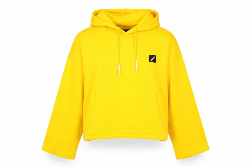 Skechers Womens Yellow Hoodie Size 8 Pullover Logo Hooded Sweatshirt