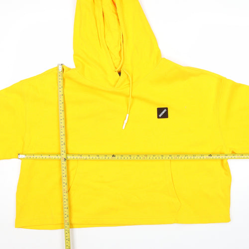 Skechers Womens Yellow Hoodie Size 8 Pullover Logo Hooded Sweatshirt