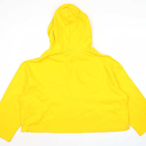 Skechers Womens Yellow Hoodie Size 8 Pullover Logo Hooded Sweatshirt