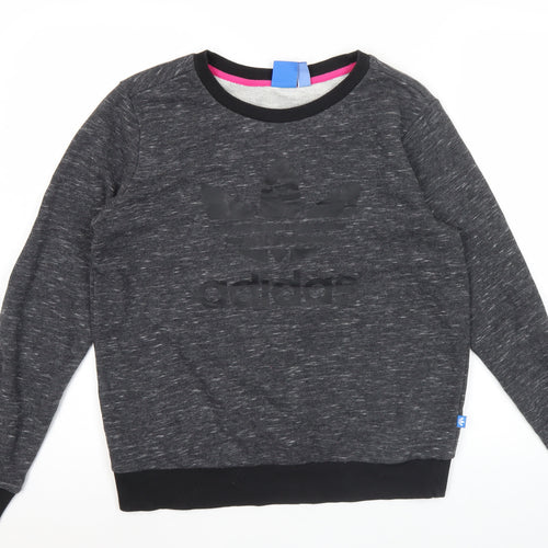 Adidas Women's Grey Logo Sweatshirt Size 12 Pullover Crew Neck