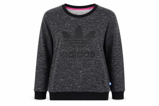 Front view of Adidas Women's Grey Logo Sweatshirt, size 12, Pullover Crew Neck