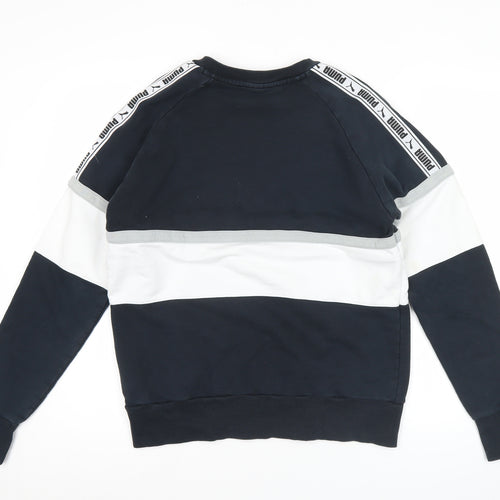 Puma Mens Small Black White Crew Neck Pullover Sweatshirt