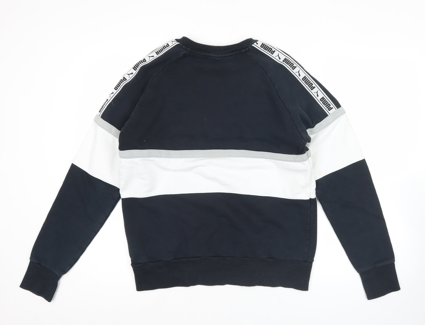 Puma Mens Small Black White Crew Neck Pullover Sweatshirt