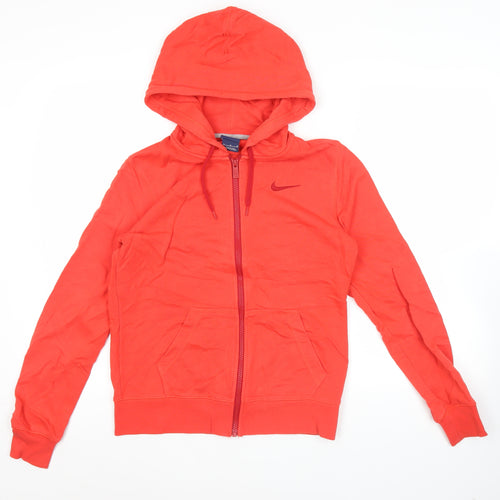 Nike Women's Red Full Zip Hoodie Sweatshirt Size M Cotton Blend