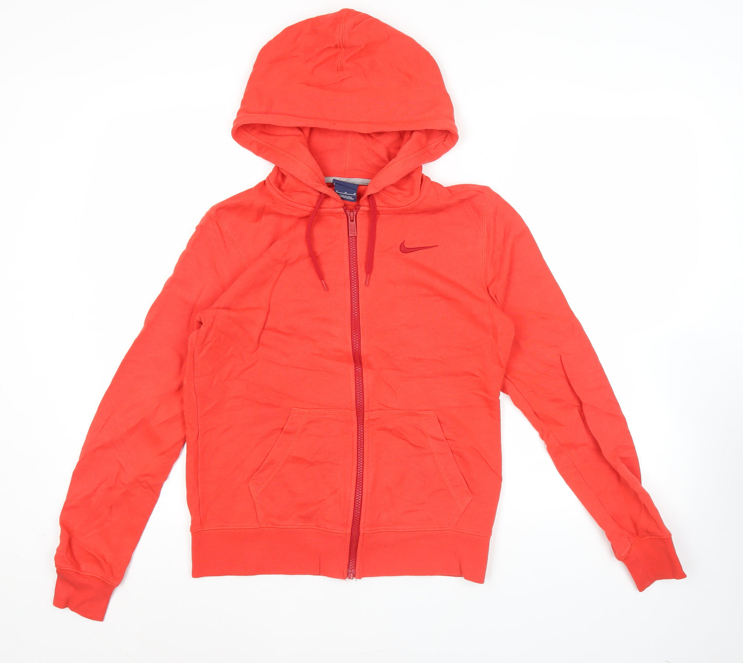 Nike Women's Red Full Zip Hoodie Sweatshirt Size M Cotton Blend