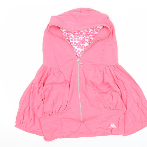 Le Coq Sportif Womens Pink Hooded Zip Jacket Size M Cotton