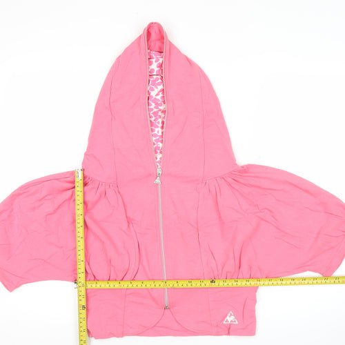 Le Coq Sportif Womens Pink Hooded Zip Jacket Size M Cotton
