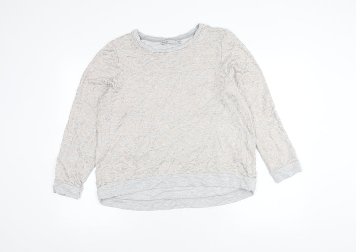 Oasis Women’s Grey Glitter Animal Print Pullover Sweatshirt L