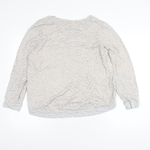 Oasis Women’s Grey Glitter Animal Print Pullover Sweatshirt L