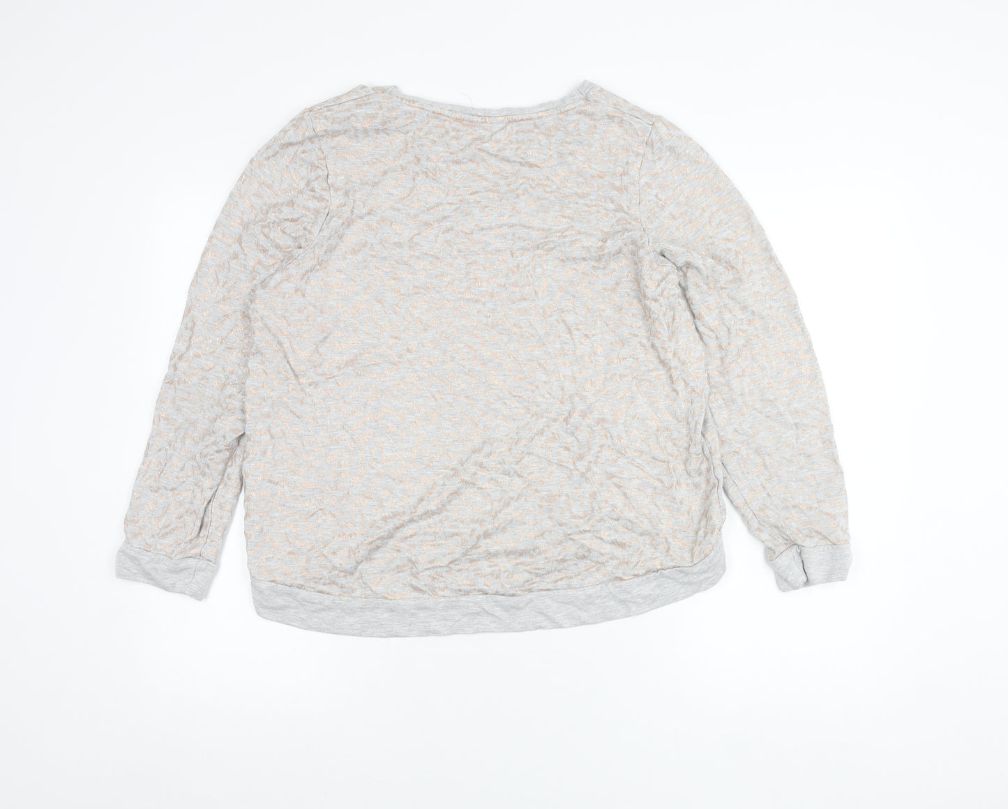 Oasis Women’s Grey Glitter Animal Print Pullover Sweatshirt L
