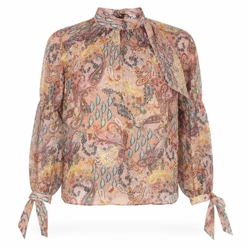 River Island Womens Pink Paisley Chiffon Tie Neck Blouse Size 8