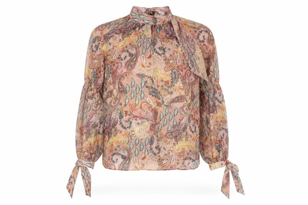 River Island Womens Pink Paisley Chiffon Tie Neck Blouse Size 8