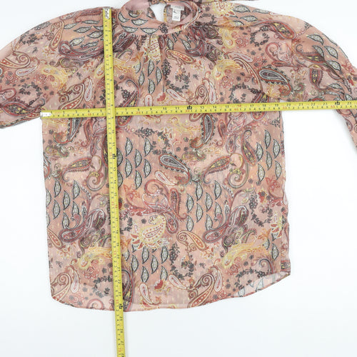 River Island Womens Pink Paisley Chiffon Tie Neck Blouse Size 8