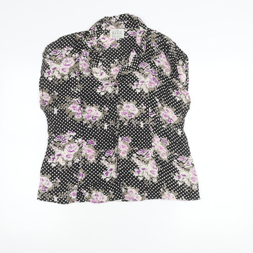 Masai Women’s Black Floral Polka Dot Viscose Tunic Blouse L