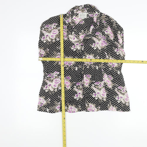 Masai Women’s Black Floral Polka Dot Viscose Tunic Blouse L