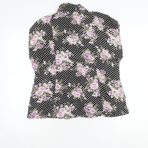 Masai Women’s Black Floral Polka Dot Viscose Tunic Blouse L