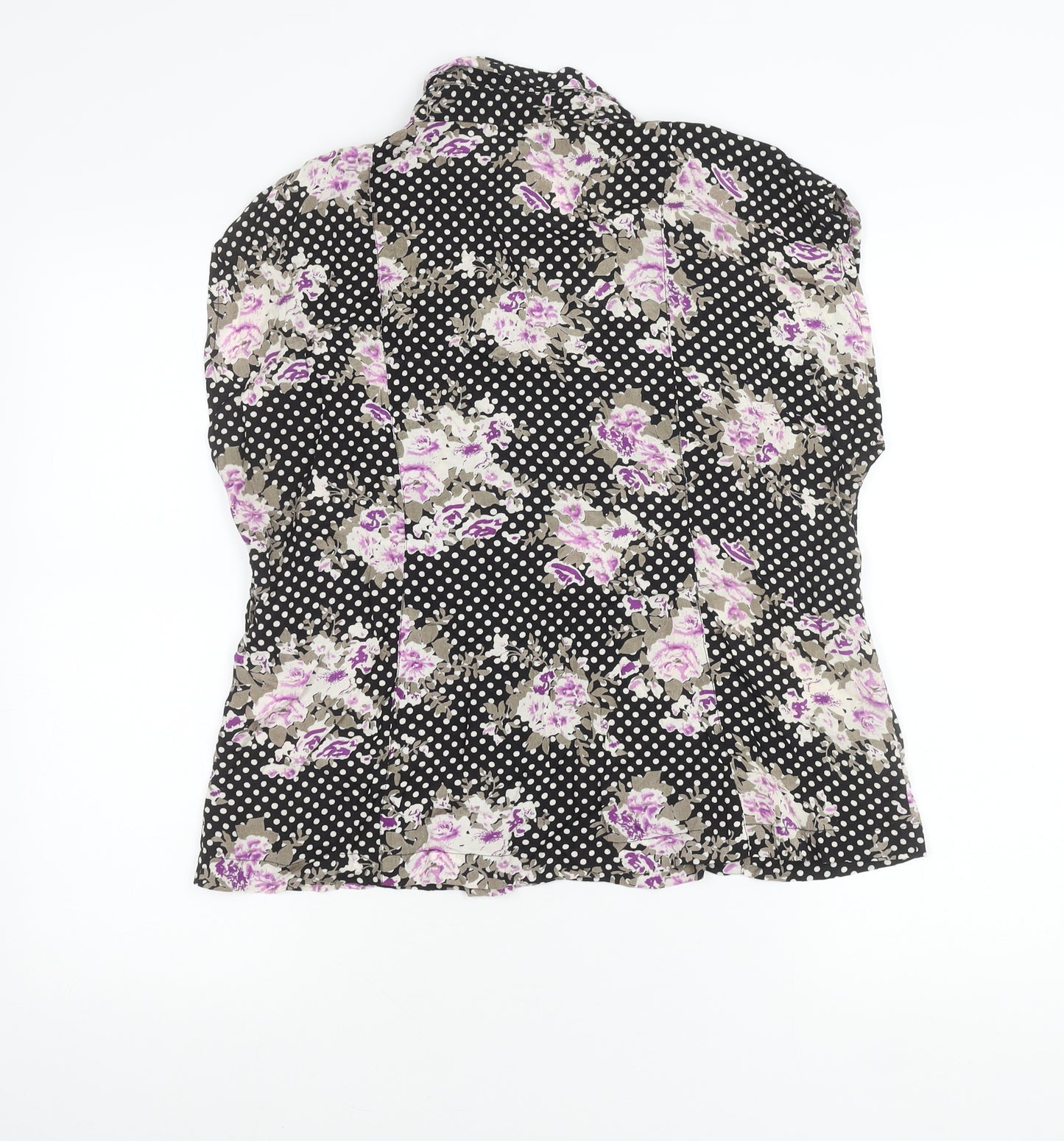 Masai Women’s Black Floral Polka Dot Viscose Tunic Blouse L