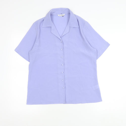 Bekerex Womens Purple Short Sleeve Button Up Shirt L