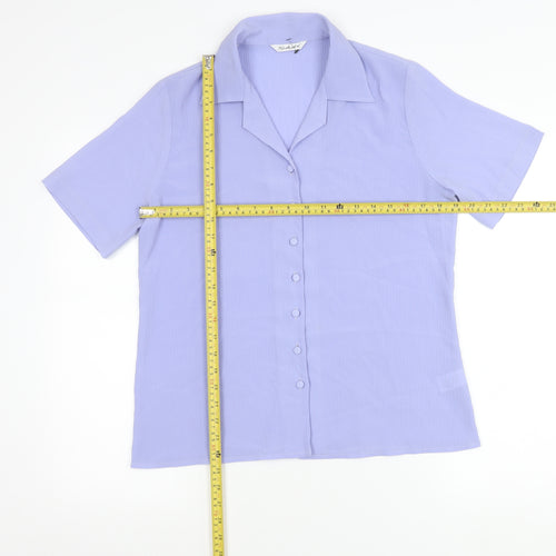 Bekerex Womens Purple Short Sleeve Button Up Shirt L