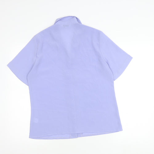 Bekerex Womens Purple Short Sleeve Button Up Shirt L