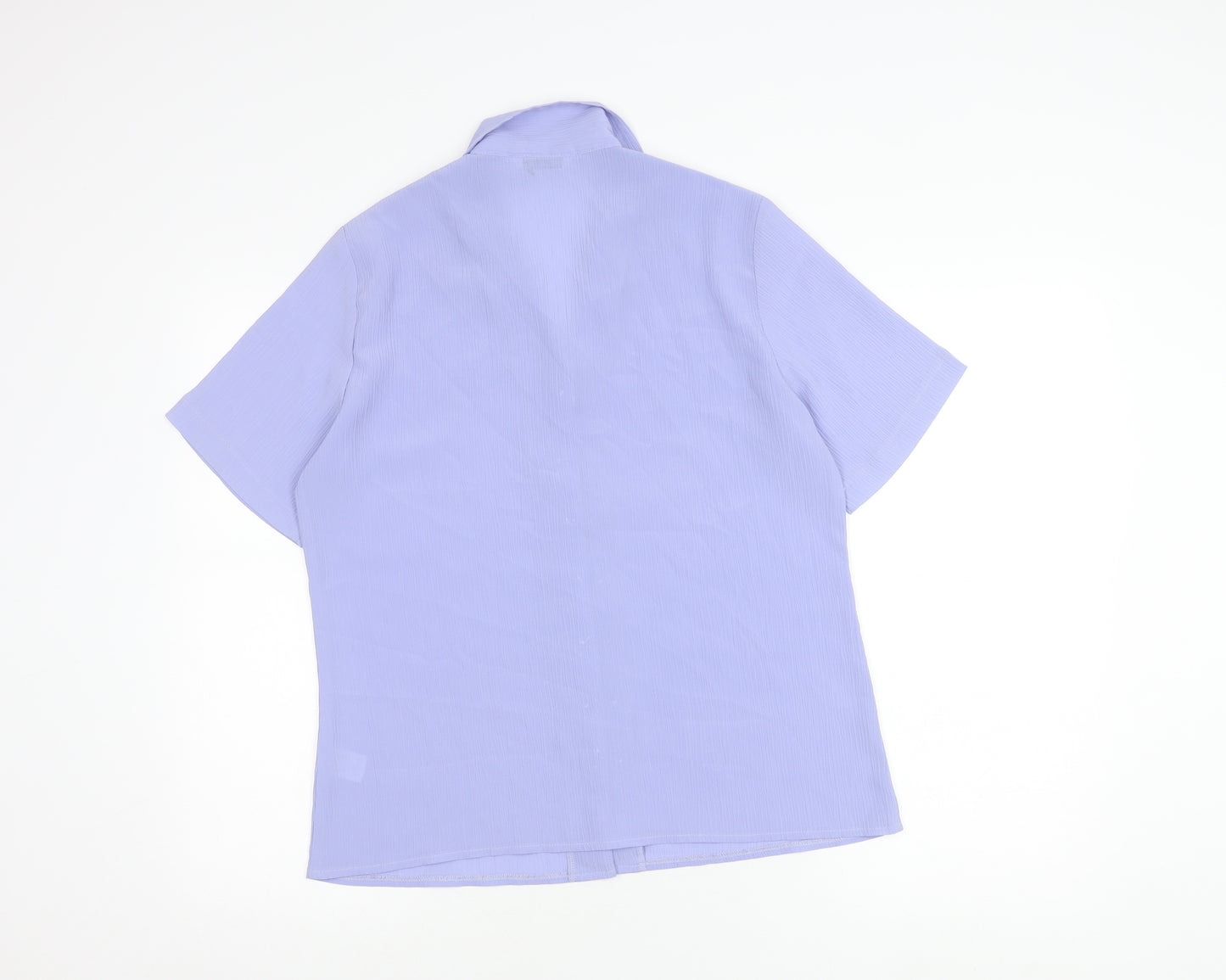 Bekerex Womens Purple Short Sleeve Button Up Shirt L