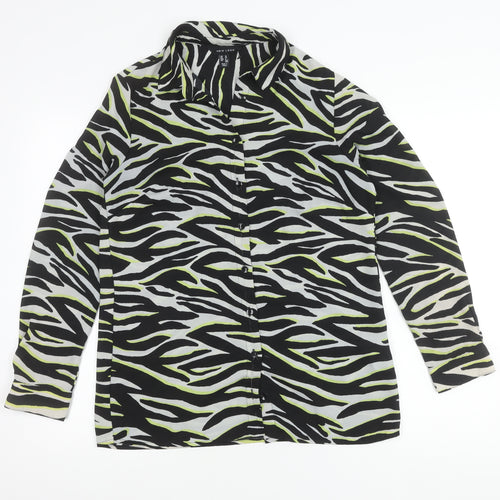 New Look Womens Multicoloured Zebra Print Button-Up Shirt UK 10