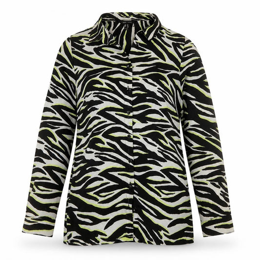 Front view of New Look women’s multicoloured zebra print button-up shirt uk 10