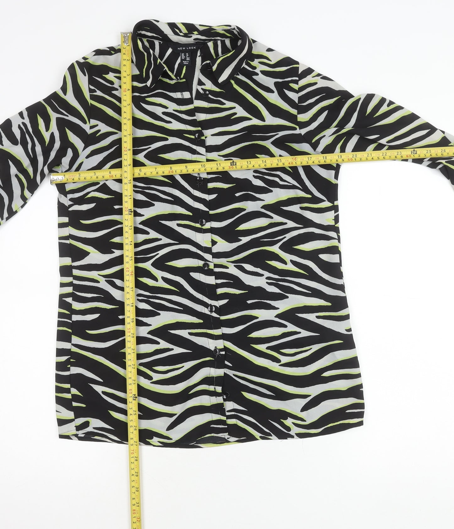 New Look Womens Multicoloured Zebra Print Button-Up Shirt UK 10