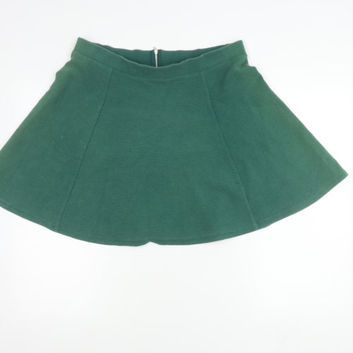 Women’s Green A-Line Skirt Size L Cotton Blend Zip Casual