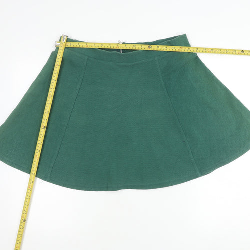 Women’s Green A-Line Skirt Size L Cotton Blend Zip Casual