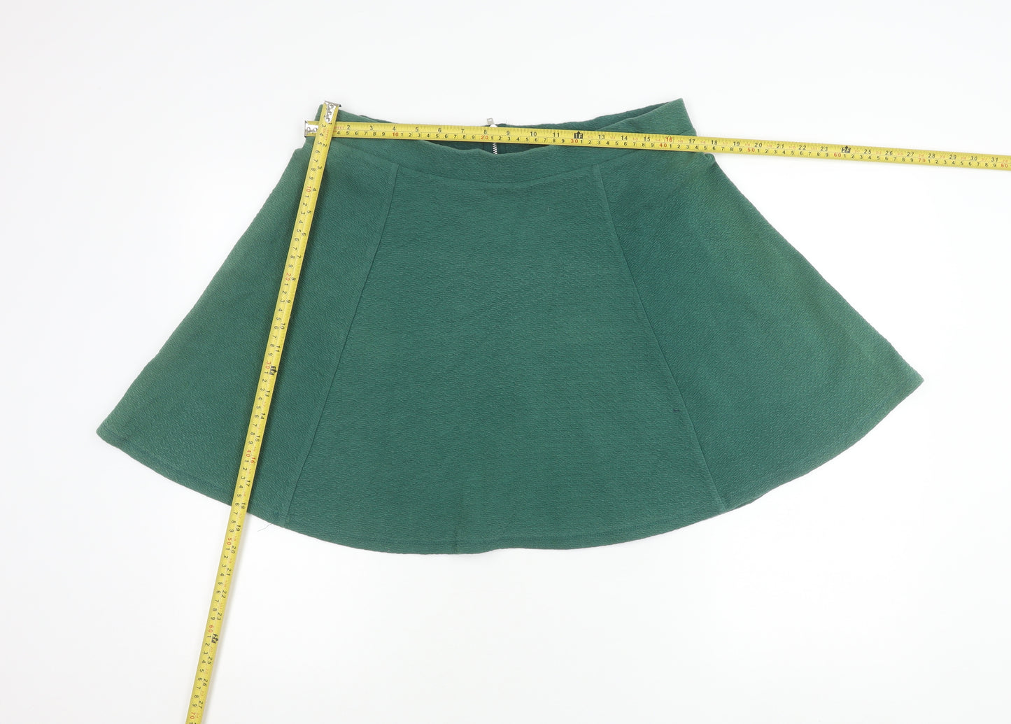 Women’s Green A-Line Skirt Size L Cotton Blend Zip Casual
