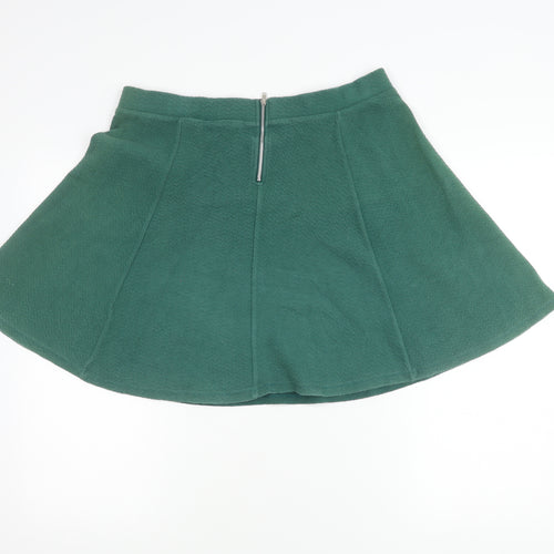 Women’s Green A-Line Skirt Size L Cotton Blend Zip Casual