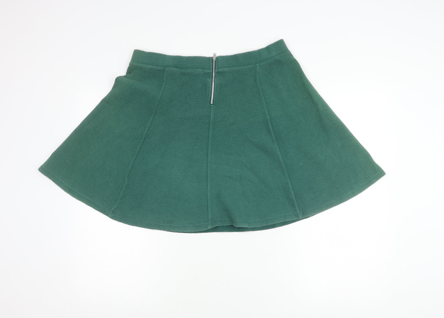Women’s Green A-Line Skirt Size L Cotton Blend Zip Casual