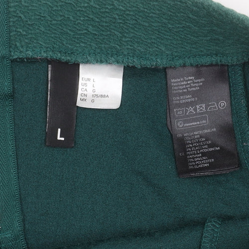 Women’s Green A-Line Skirt Size L Cotton Blend Zip Casual