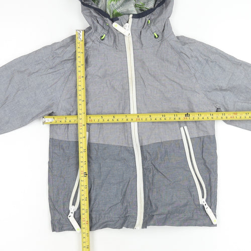 Next Girls Grey Hooded Rain Coat Jacket Age 4 Years Cotton Zip Pockets