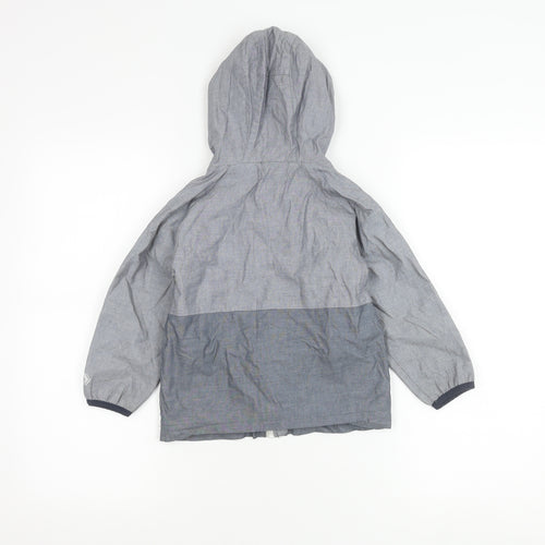 Next Girls Grey Hooded Rain Coat Jacket Age 4 Years Cotton Zip Pockets