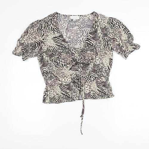 Topshop Women’s Multicoloured Animal Print Wrap Blouse UK 10