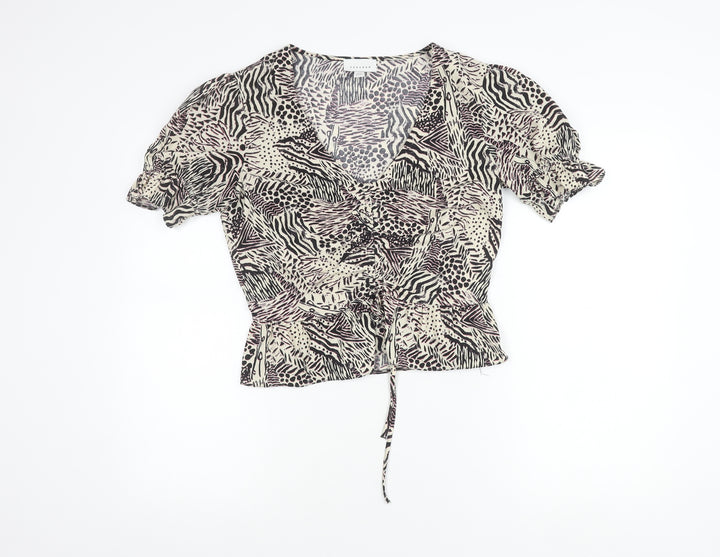 Topshop Women’s Multicoloured Animal Print Wrap Blouse UK 10