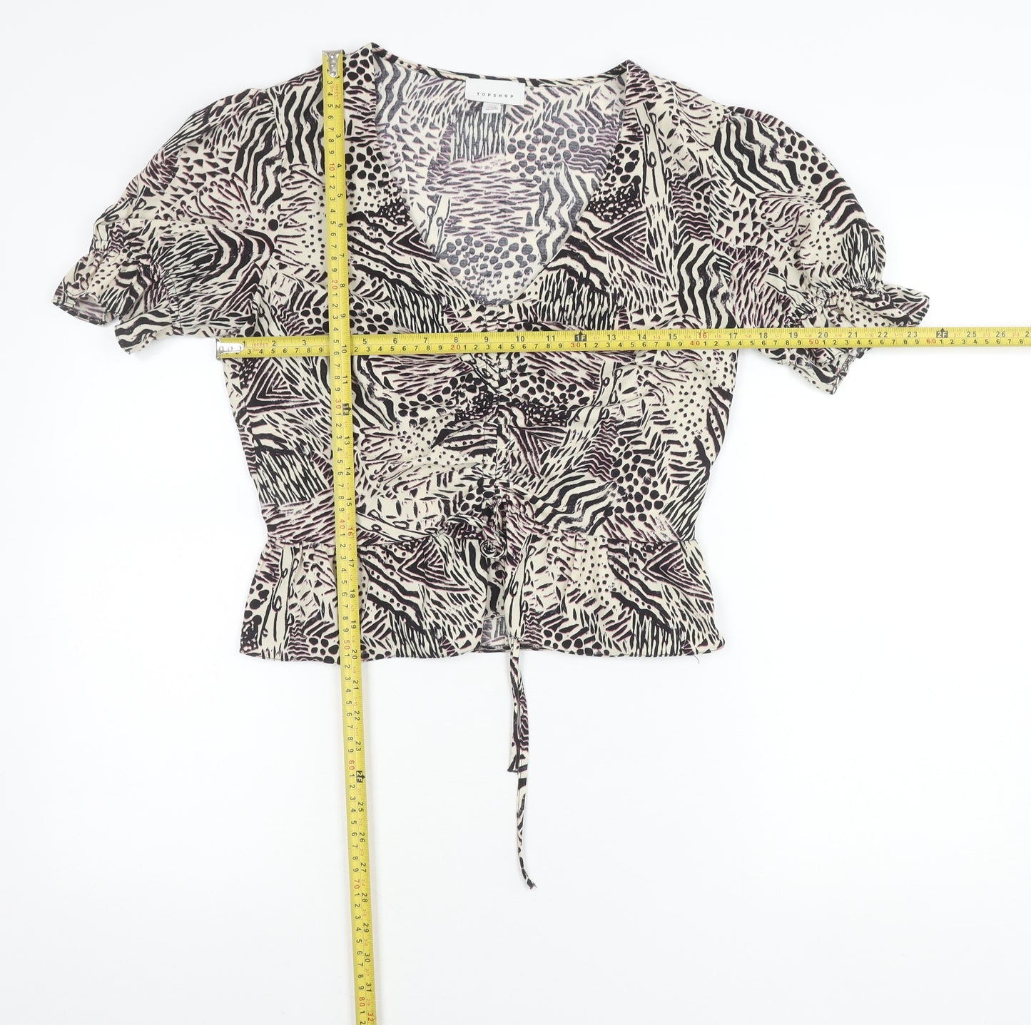 Topshop Women’s Multicoloured Animal Print Wrap Blouse UK 10