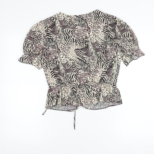 Topshop Women’s Multicoloured Animal Print Wrap Blouse UK 10