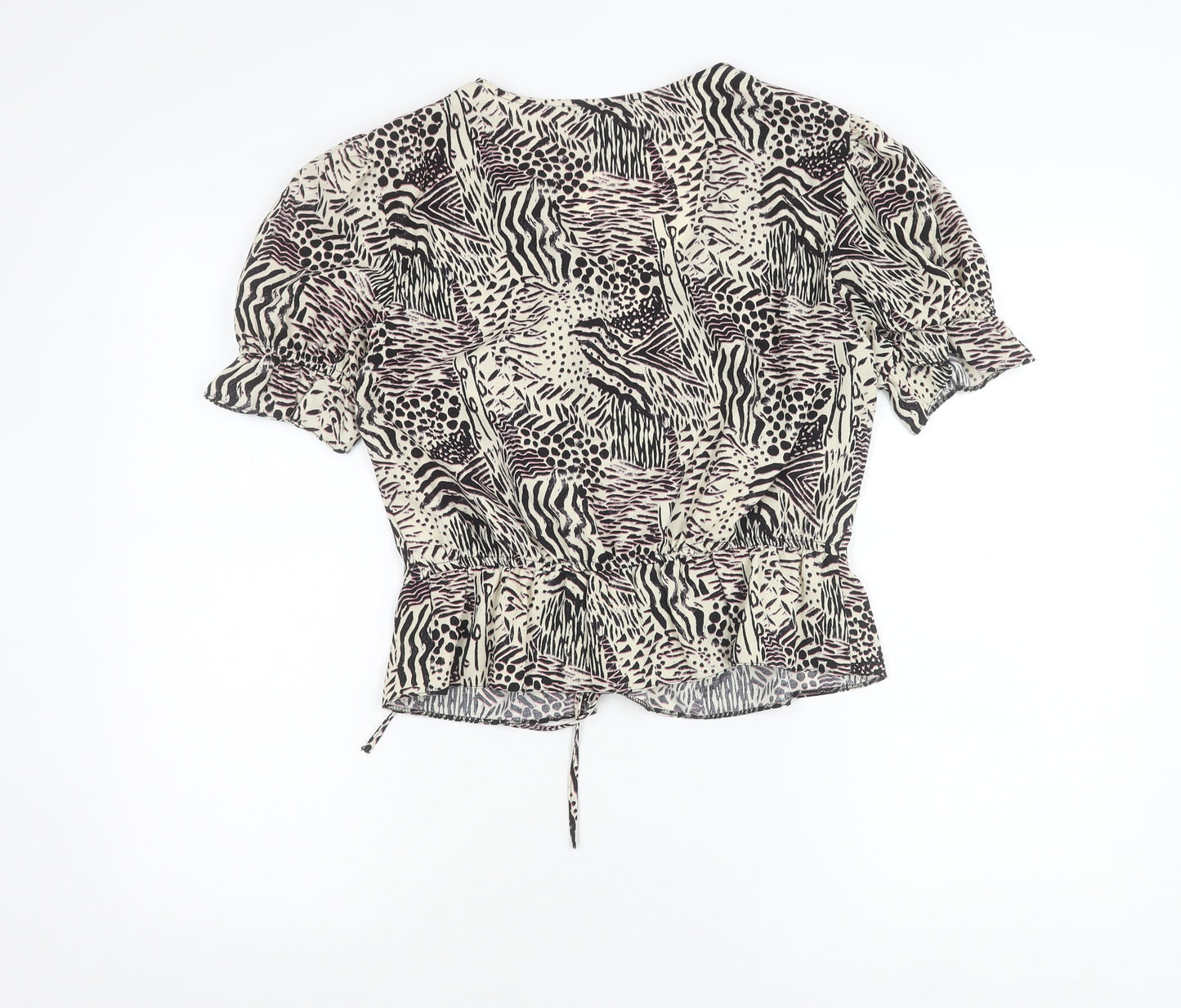 Topshop Women’s Multicoloured Animal Print Wrap Blouse UK 10