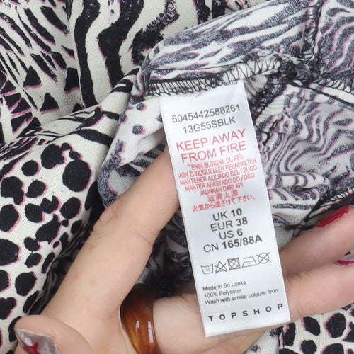 Topshop Women’s Multicoloured Animal Print Wrap Blouse UK 10
