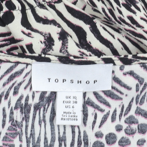Topshop Women’s Multicoloured Animal Print Wrap Blouse UK 10