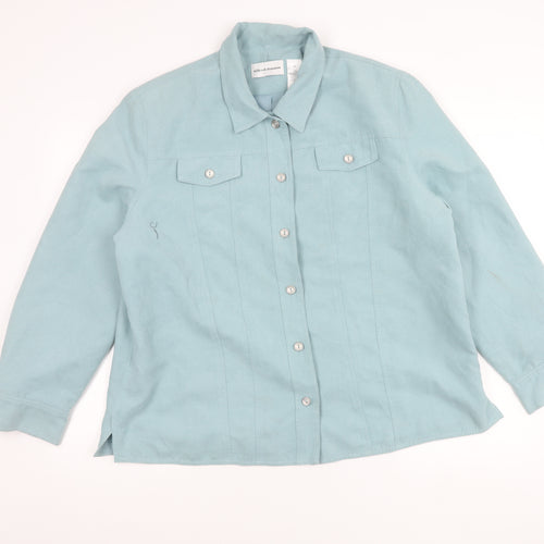Alfred Dunner Womens Blue Size 18 Button Up Casual Jacket