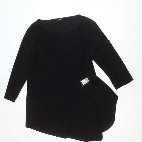 Roman Womens Black Size 18 Long Sleeve Tunic Top with Buckle