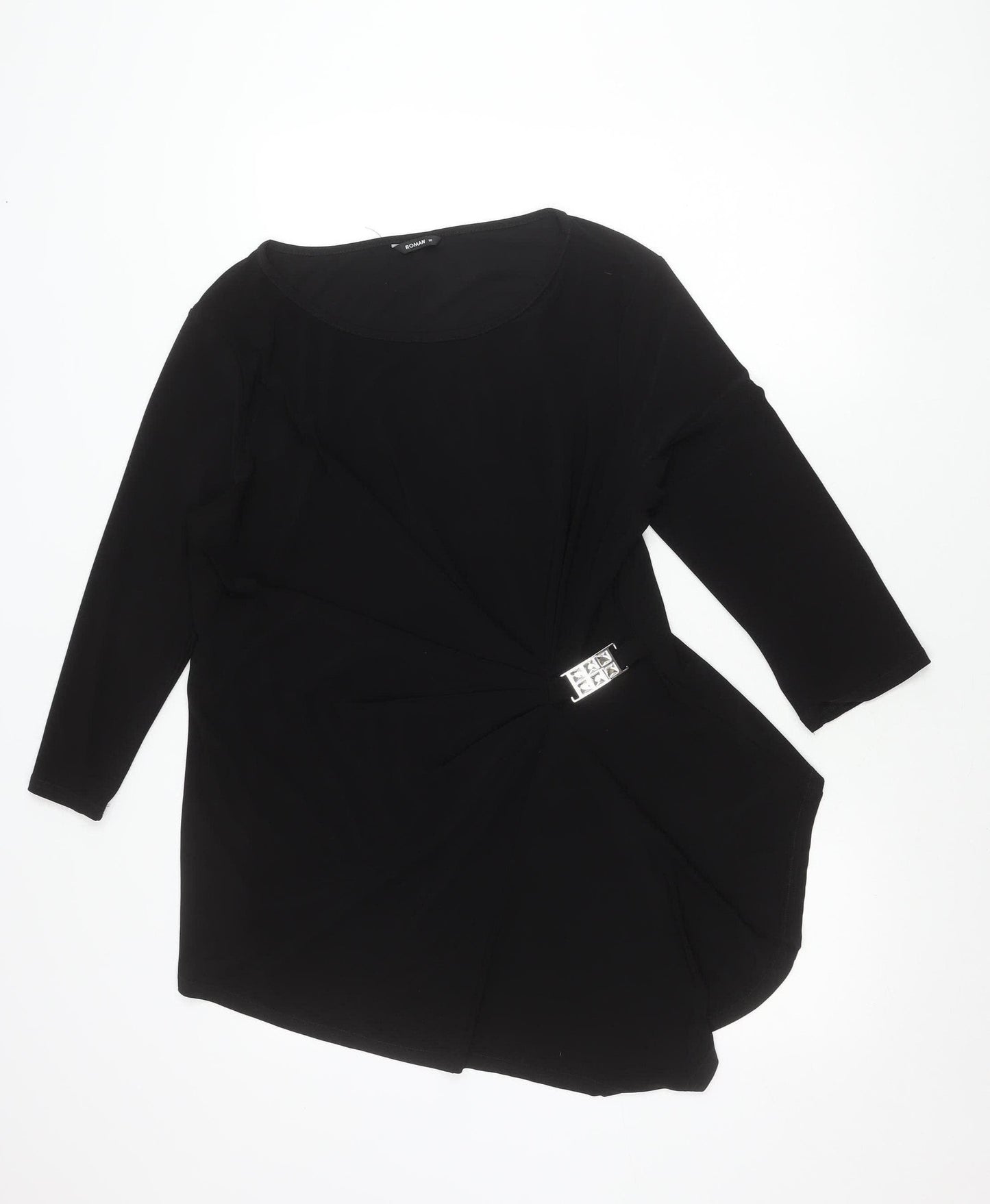 Roman Womens Black Size 18 Long Sleeve Tunic Top with Buckle