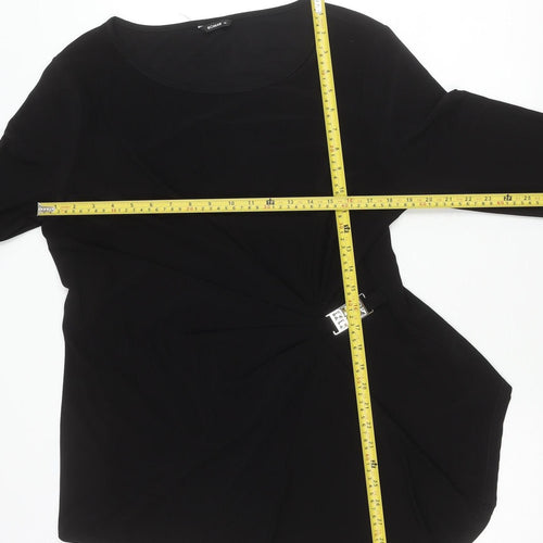 Roman Womens Black Size 18 Long Sleeve Tunic Top with Buckle