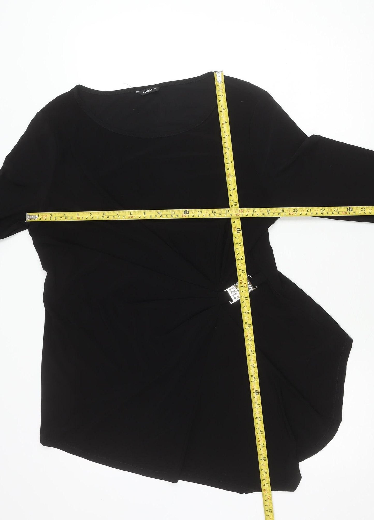 Roman Womens Black Size 18 Long Sleeve Tunic Top with Buckle